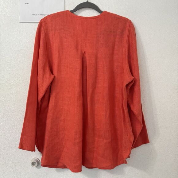 Maralyce Ferree Womens 100% Linen Jacket Medium‎ Orange Boho Lagenlook Casual - Picture 3 of 6